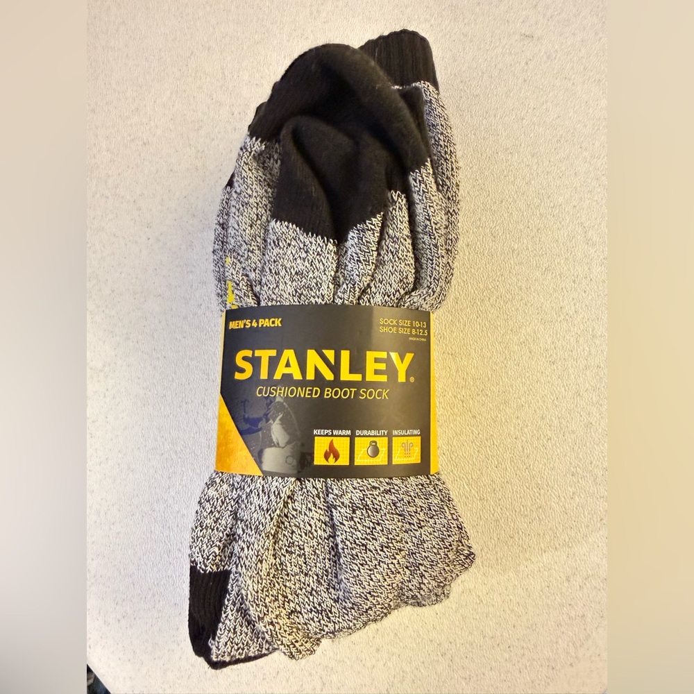Stanley Men's Cushioned Boot Socks - Black and Gray
